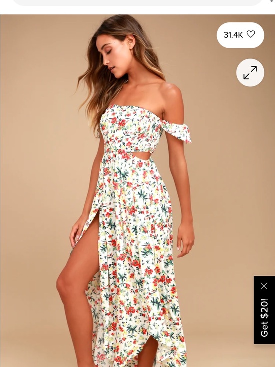 Lulus Dresses & Skirts - Lulu’s Easy on the Eyes Cream Floral Off the Shoulder Maxi Dress